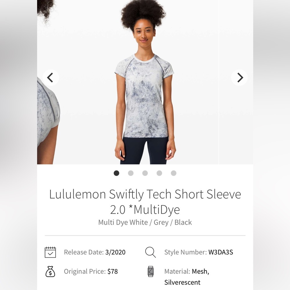Lululemon Swiftly Tech Short-Sleeve Shirt 2.0 Multidye size 6